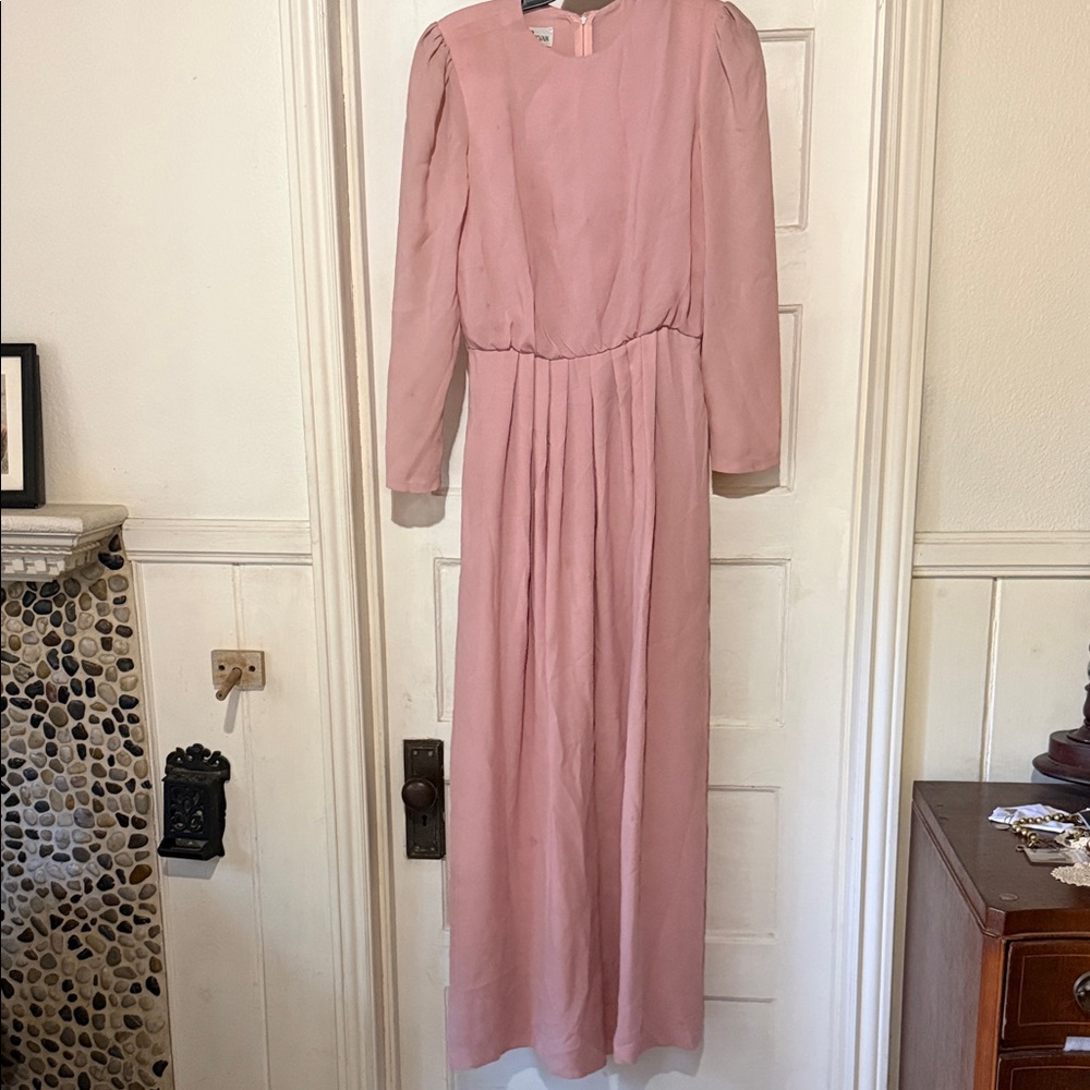 1970 vintage Elegant Pink Long Sleeve Dress